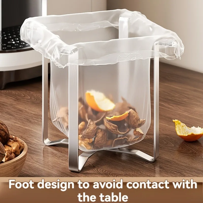 Stainless Steel Folding Plastic Bag Holder Multifunctional Kitchen Countertop Storage Rack Easy Use Trash Bag Organizer