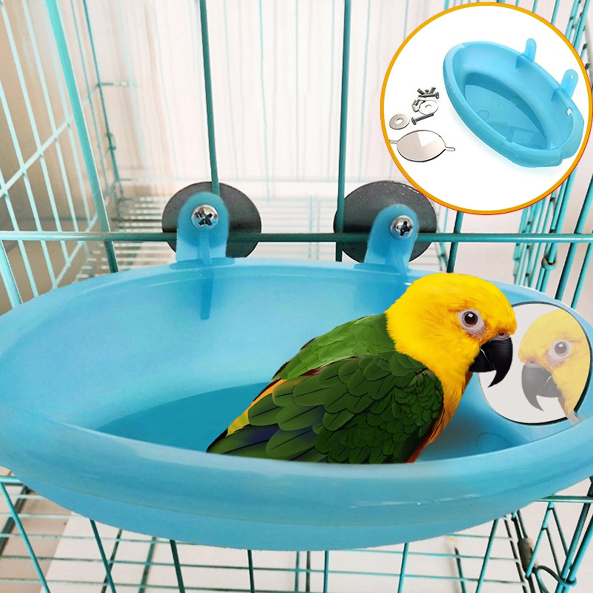 Pet Bird Bath Cage Parrot Bathtub With Mirror Bird Cage Accessories Shower Box Small Parrot Cage Pet Toys Bird Accessories 1 Pc