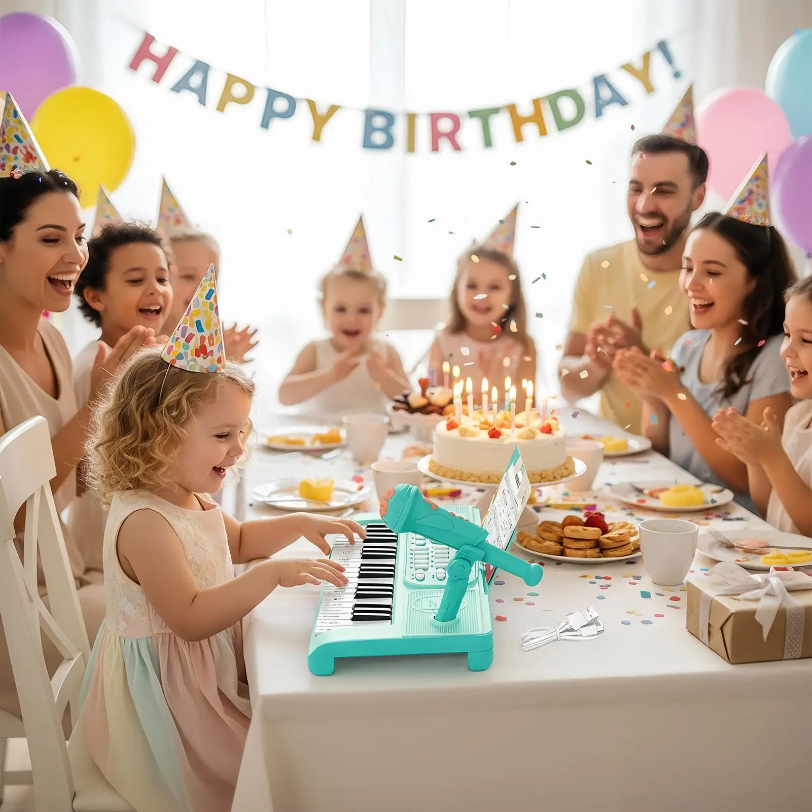 37 مفتاحًا للوحة مفاتيح البيانو الإلكترونية للأطفال، لعبة تعليمية محمولة، آلة موسيقية، هدية عيد ميلاد للأطفال #5