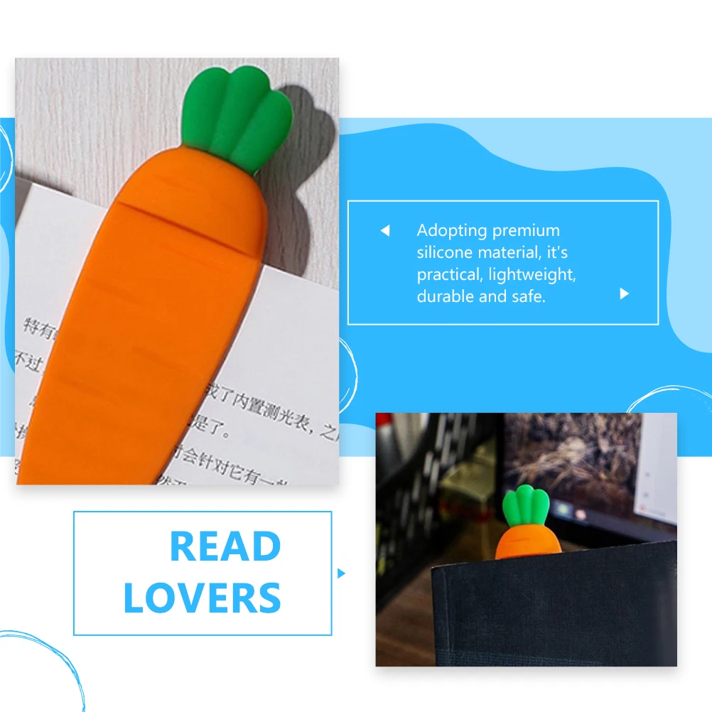 

Carrot Bookmark Miniature Books Creative Student Marks Kids Gifts Cartoon Silicone Reading Aids Book Decor Lightweight Safe