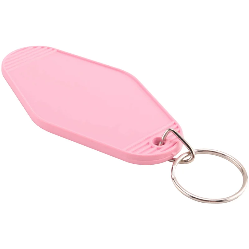 AA49 48 Pcs Vintage Motel Keychain DIY Blank Hotel Keychains Heat Transfer Blank Keychains Bulk Sublimation (Pink)