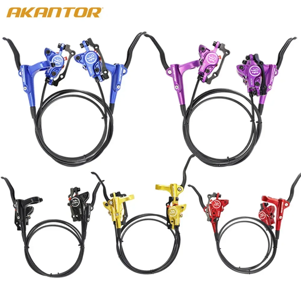 AKANTOR MTB Bike Hydraulic Oil Brake Calipers Set Double Piston 160mm Disc Bicycle  Pads Front Right/Left Rear Cycling Part