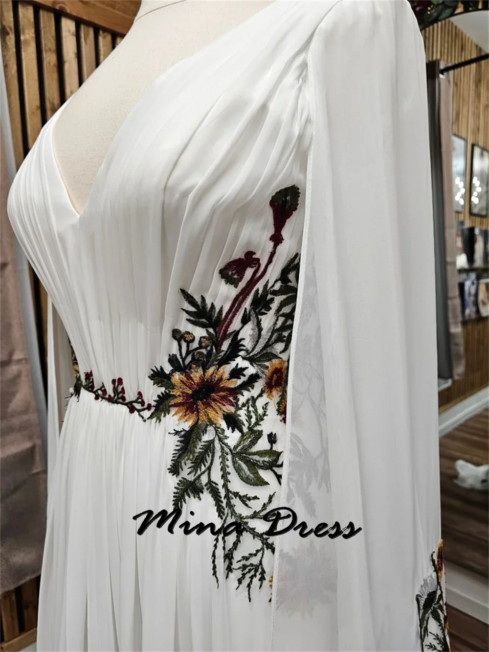 Mina Customized Backless Evening Dresses for Formal Occasions V-neck Floral Luxury Dresses Women 2024 Gala Dress Es Ball Gowns