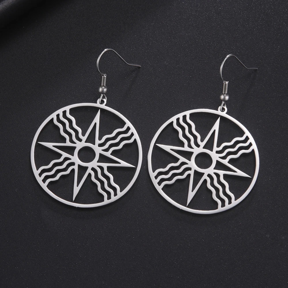 My Shape Assyrian Star Earrings for Women Stainless Steel Star of Shamash Pendant Sun Symbol Amulet Vintage Jewelry Ancient Gift