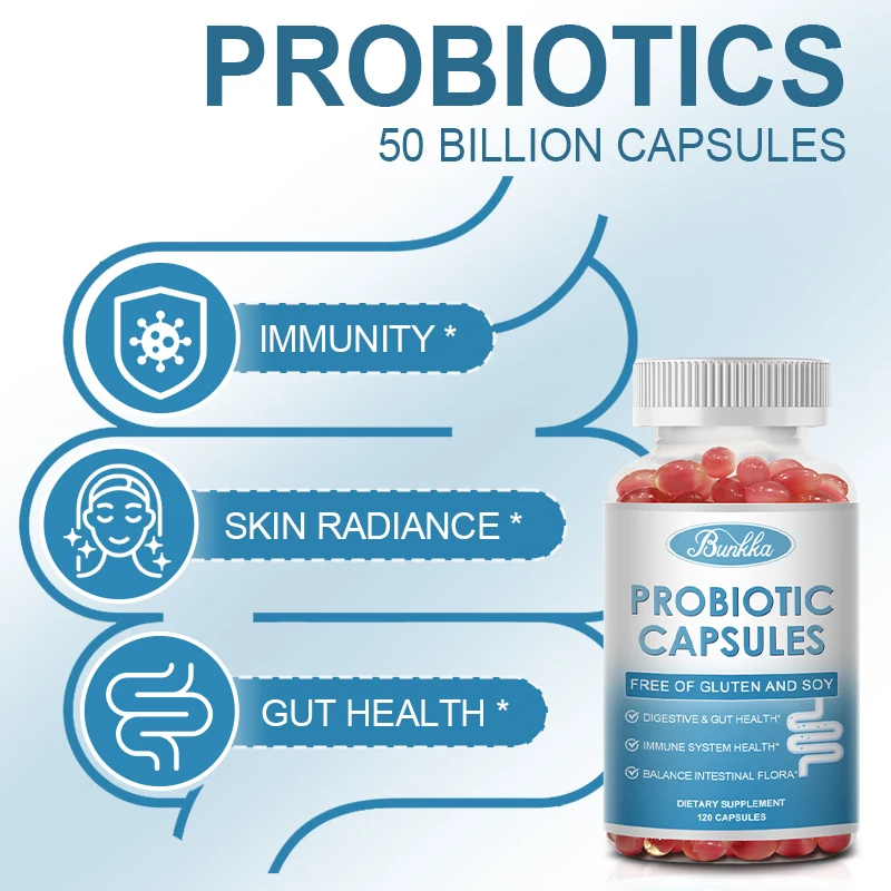 BUNKKA Пробиотики Капсулы Магний Постоянный сияние кожи Красота и здоровье Питание Диетическая добавка Gut Имунное качество сна
