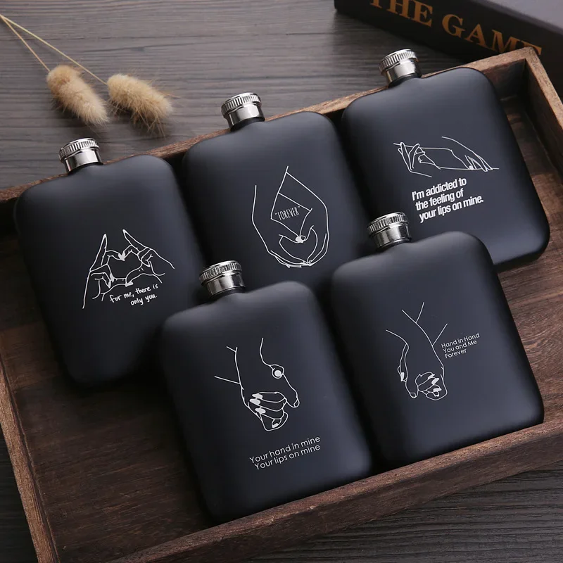 6oz Portable Thickened Square Whiskey Vodka Wine Pot Hip Flask Alcohol Pocket Bottle Outdoor Camping Customized Logo Gift