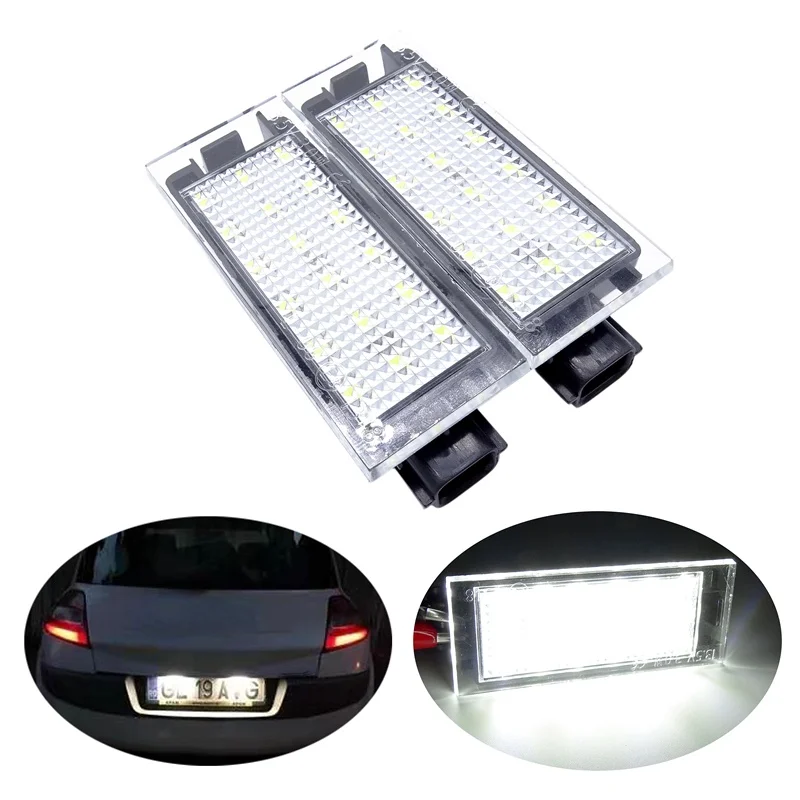 2pcs 18LEDs 13.5V Car Number License Plate Light for Renault Clio MK III Laguna MK II Vel Satis 2006 Car 2 Pin LED Lamp Kit