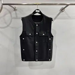 Rick Vest Men Fashion Single Breasted Owens Tank Top Dark Design Sleeveless Jacket High Street O-neck Waistcoat Punk RO Coat