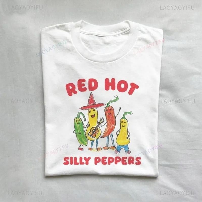 سخيفة الفلفل-للجنسين تي شيرت صديق حفلة تيز تي شيرت رجالي امرأة التي شيرت مضحك نمط تيز الياقة المستديرة ملابس علوية من القطن الخالص
