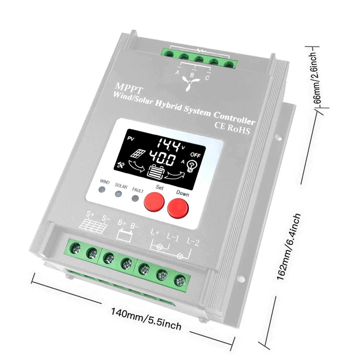 Imagem -03 - Controlador de Carga Híbrido com Equalizador 4000w 12v 24v 48v Auto Mppt para Solar e Vento Bateria de Lítio