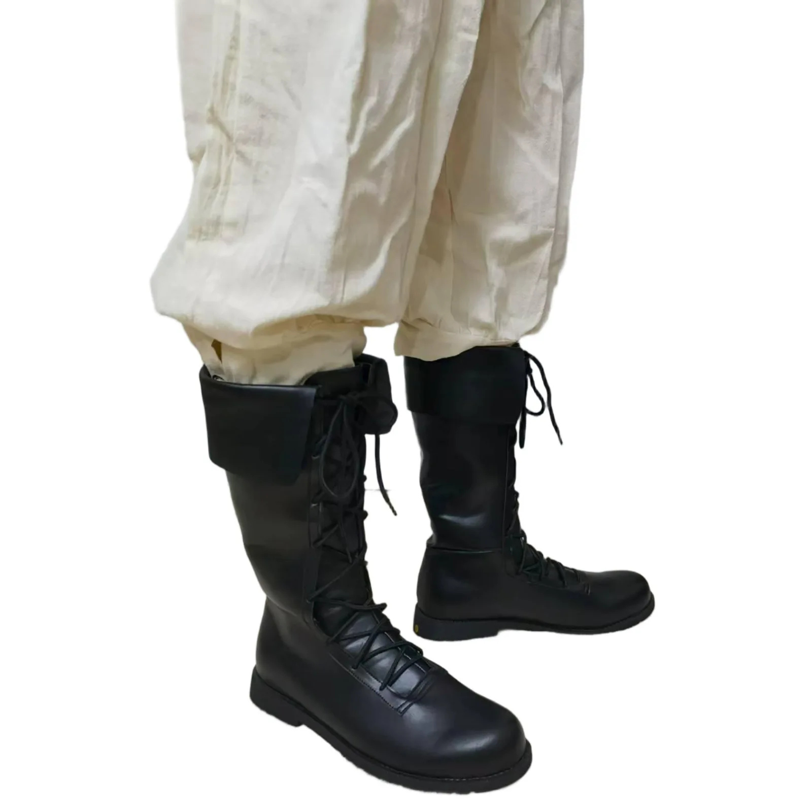 Herren Retro Mittelalterliche Renaissance-Stiefel Ritter Piraten Cosplay Schuhe PU-Leder Flache Halbhohe Stiefel für Halloween Rollenspiel Party Kriegerstiefel – Detail 7