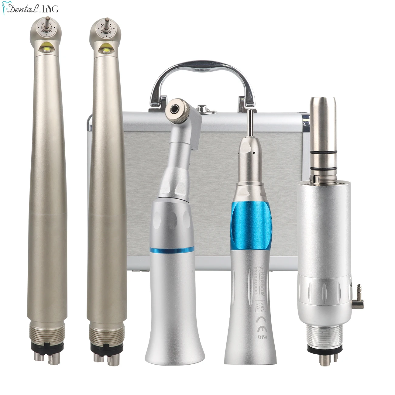 Dental High Speed Handpiece 2/4 Holes with Water Spray Push Button Air Turbine Low Speed Contra Angle Straight Handpiece