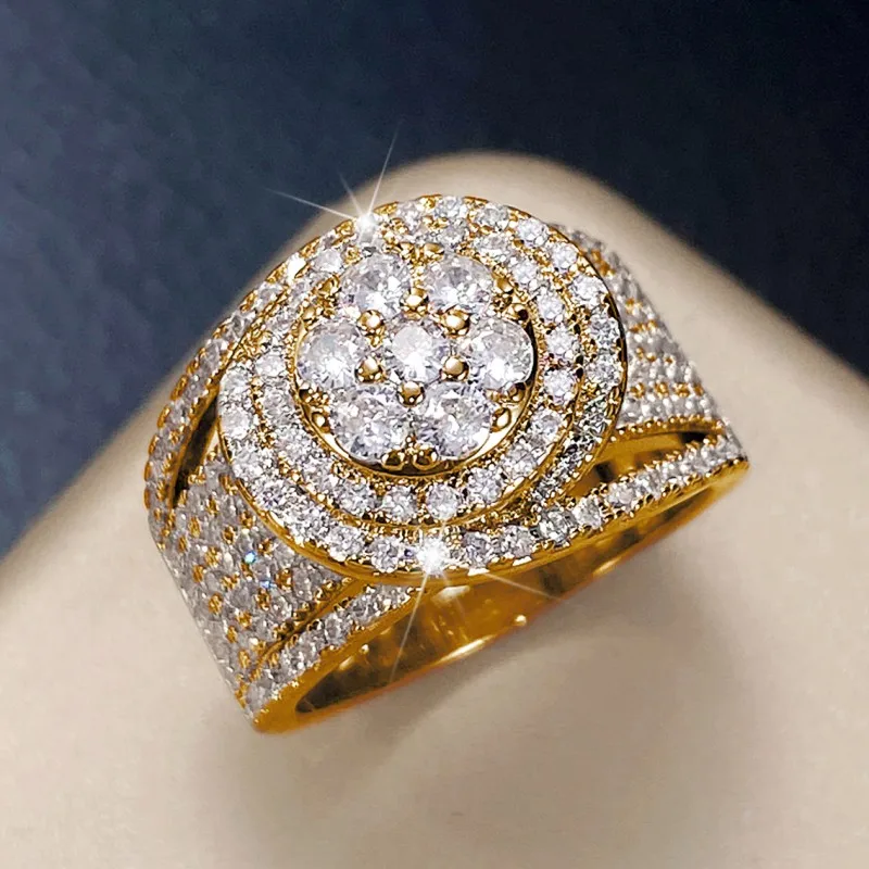 Huitan Large Bague de Promesse Argent/Or 5