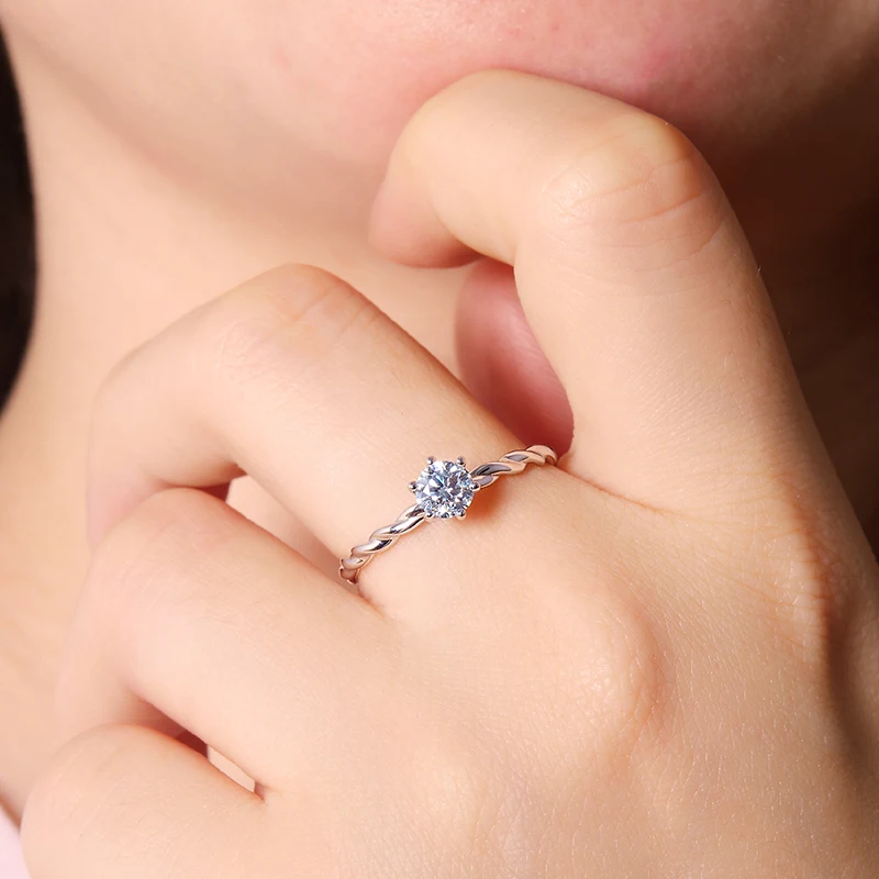 

Happiness entwined vine design, 0.5-carat laboratory-grown diamond engagement ring, 925 sterling silver base, exquisite craftsma