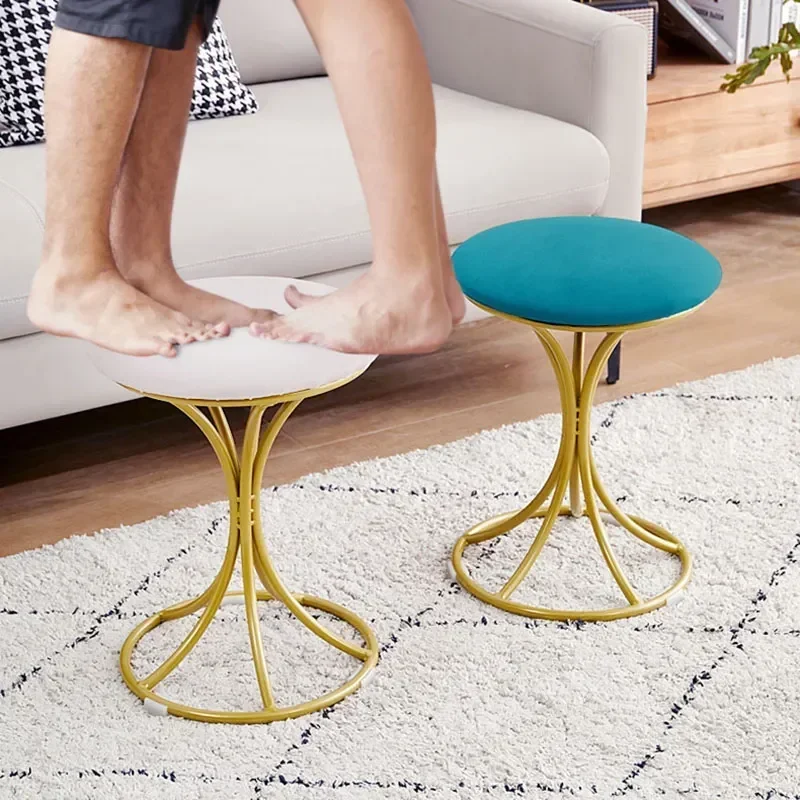 Nordic Portable Velvet Metal Vanity Stool Dinning Chair Modern Living Room Bedroom Furniture Makeup Chairs Hallway Shoes Stools