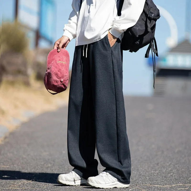 

Loose Casual Vintage Wide Leg Cargo Trouser Men's Autumn Straight Fit Fashion Youthful Baggy Outdoor Hiking Sweatpants Versatile