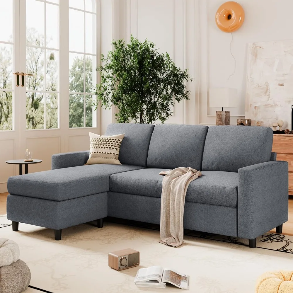 

Sectional Sofa Couches for Living Room, L Shaped Couch with Reversible Chaise, Modern Linen Convertible Sectional Sofa for