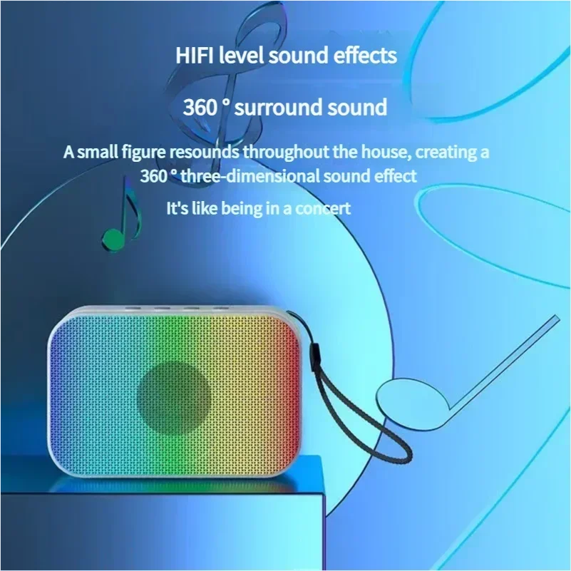 NIEUW Draagbare Bluetooth-luidspreker met bas, mini draadloze audio met omgevingslicht, cadeau voor gebruik buitenshuis en desktop