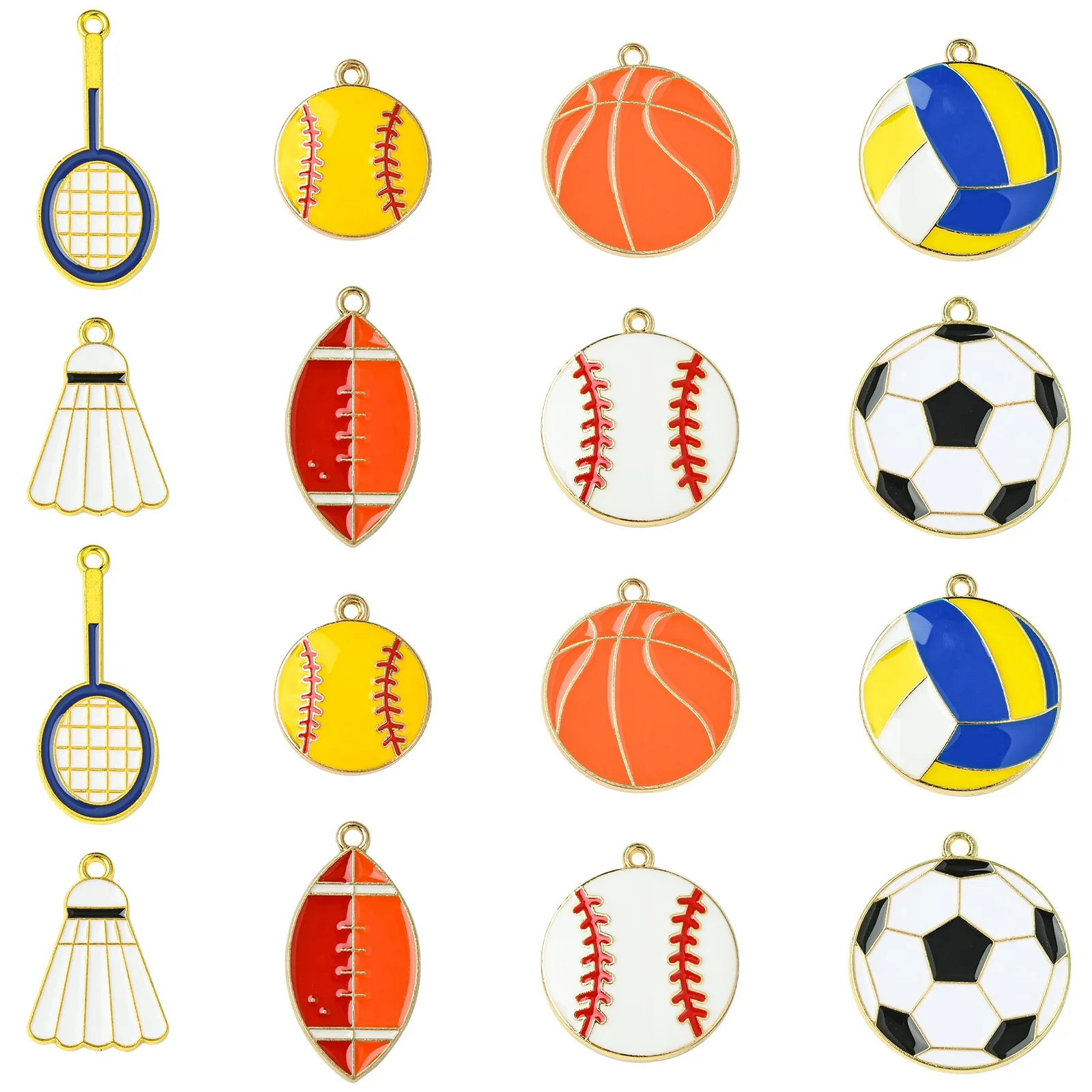 

40Pcs 8 Styles Sport Ball Charms Enamel Sport Pendant Charms for Jewelry Making Necklaces