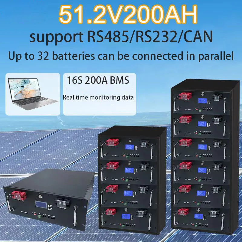 

48V 100ah LifePO4 battery, built-in BMS 5kWh CAN/RS485, suitable for solar inverter systems 200ah 300ah 10kWh 15kWh