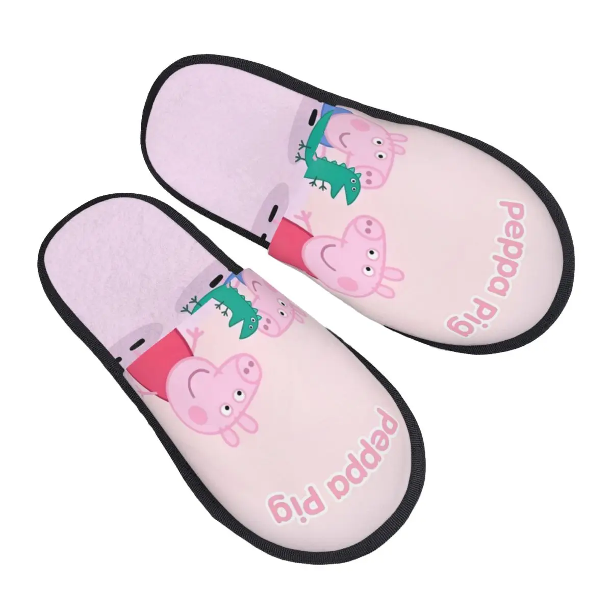 Casa de inverno chinelos de algodão peppa pig merch chinelos de pele doméstica slides quarto macio antiderrapante slides