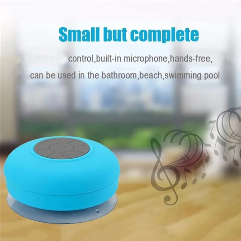 Mini Wireless  Bluetooth Waterproof Built-in Mic Speaker, 360 ° Surround Sound Speaker  Large Suction Cup for Shower and Car