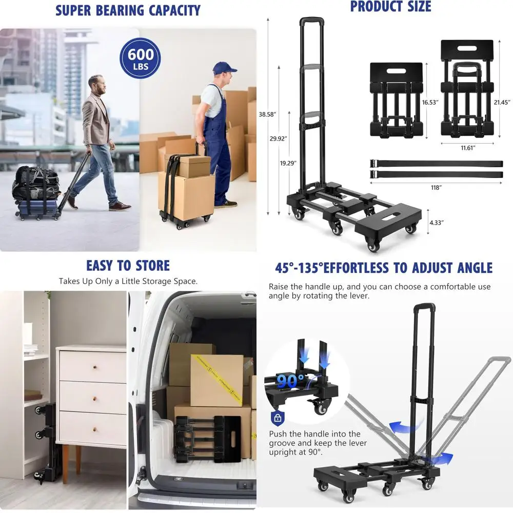 

6-колесная сверхмощная стальная ручная машина с 2 тормозами, крепежными ремнями и сборкой не требуется.