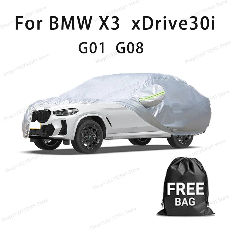 

For BMW X3 xDrive30i G01 G08 Car Cover with Reflective Strip Dustproof UV Scratch-Resistant Sunscreen Protective cover