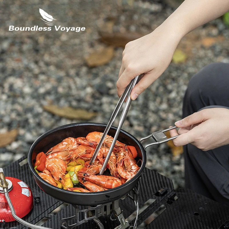 Boundless Voyage Food Barbecue Tongs Titanium Meat Salad Steak Food Serving Clip Tweezers Long BBQ Cooking Kitchen Utensils view 3