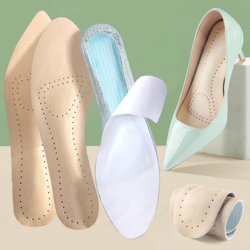 Palmilhas de couro para sapatos mulher palmilhas de látex macio absorvente de choque para sandálias de salto alto inserção auto-adesivo antiderrapante sapato almofada