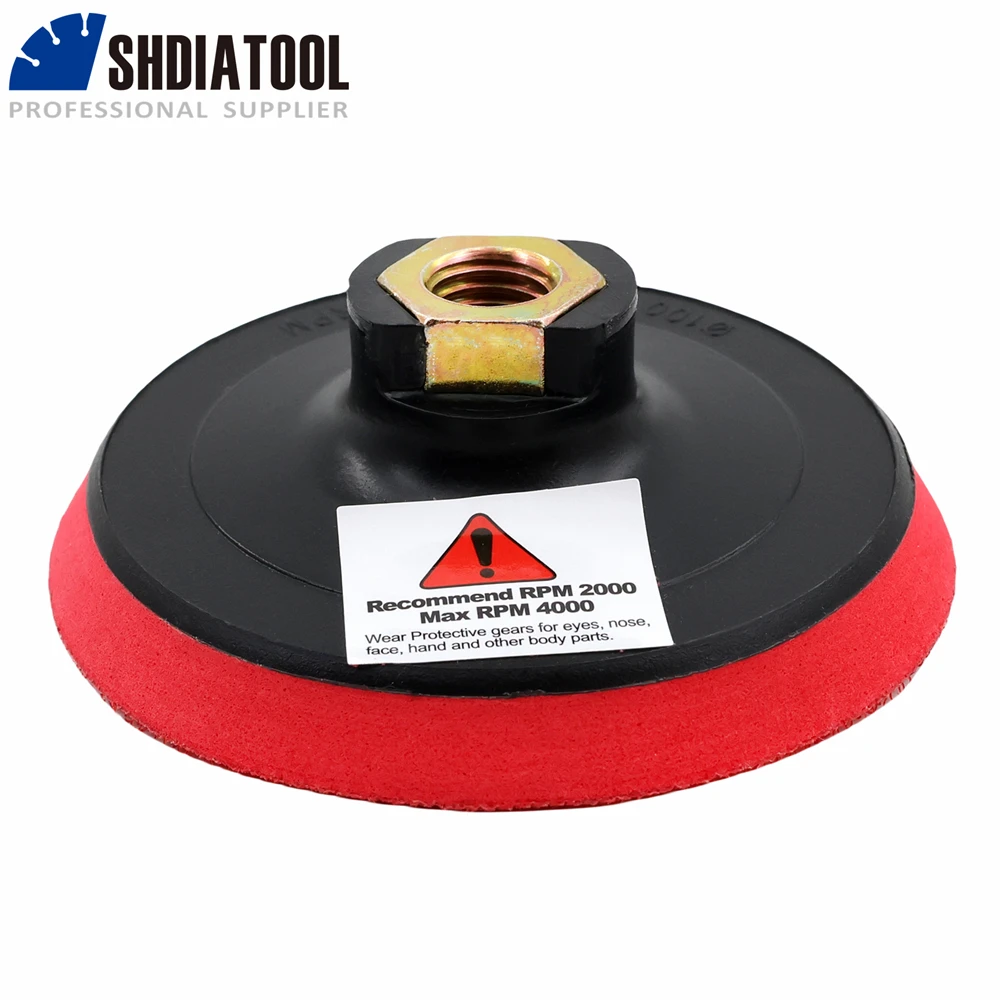 Imagem -06 - Shdiatool-diamond Polishing Pads Grupo Plástico Velco Backer Rebarbadora Adaptador de Haste Redonda 503000 100 mm 1pc M14