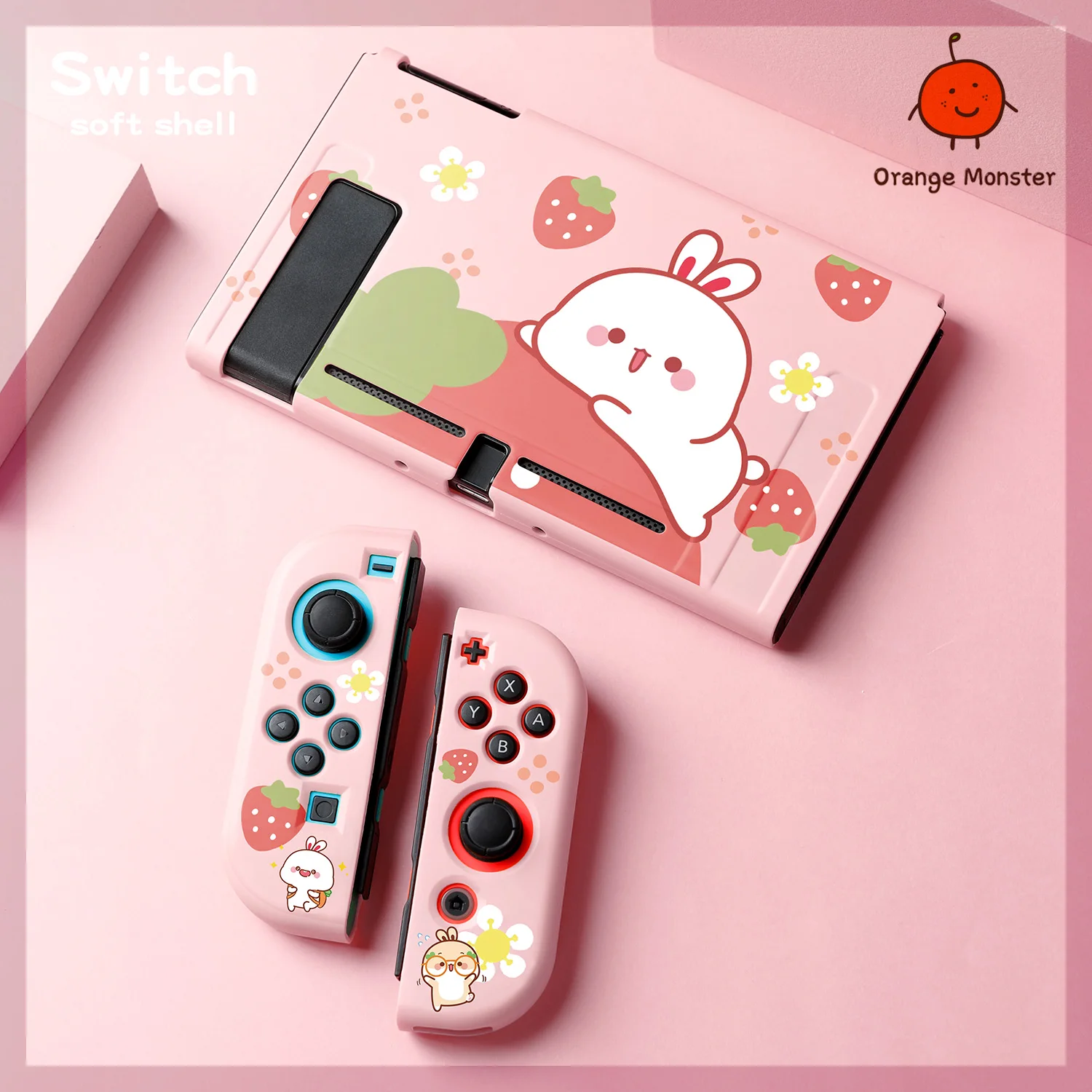 

Cute Kawaii Cartoon Rabbit Animal TPU Soft Protective Case For NS Switch/Oled/Lite Anti-Drop Decorative Creative Cover