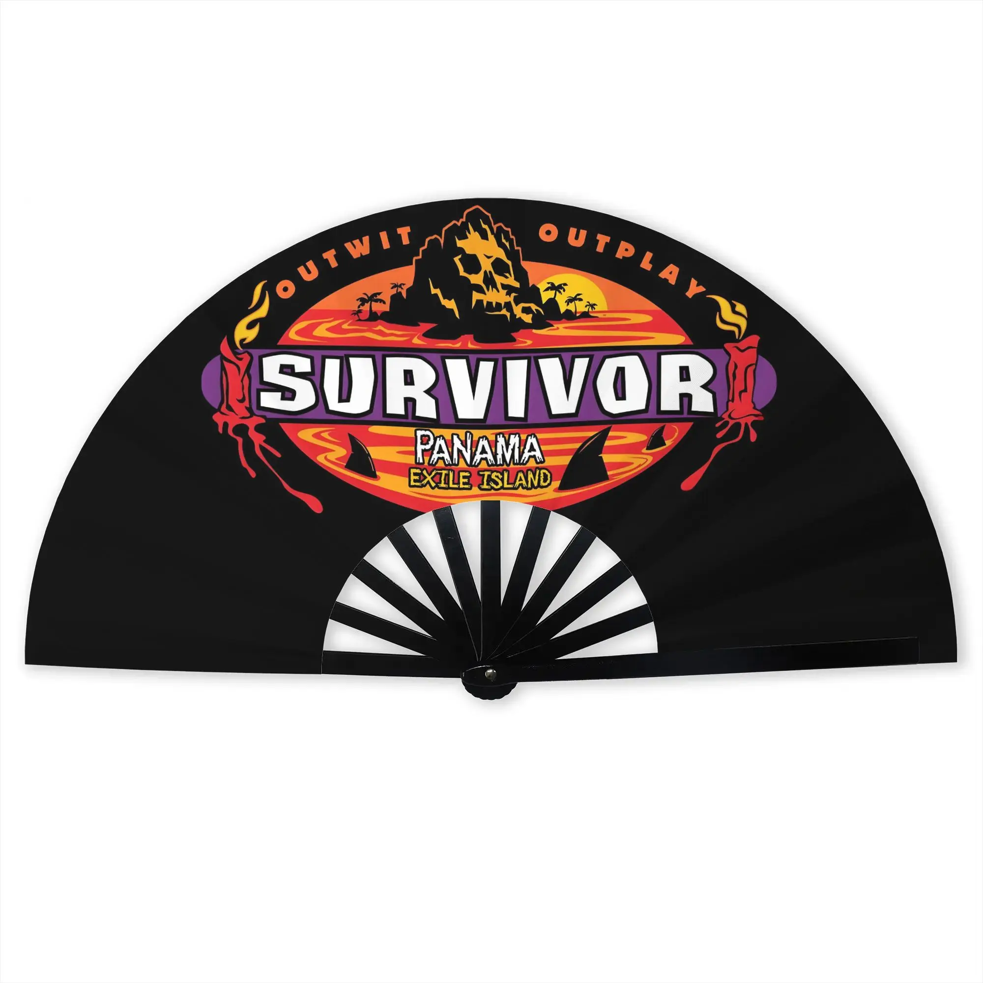 Only S-Survivors Panama Stylish Hand Fan Women  Printed Polyester Fan Vintage For Sports Events Gift