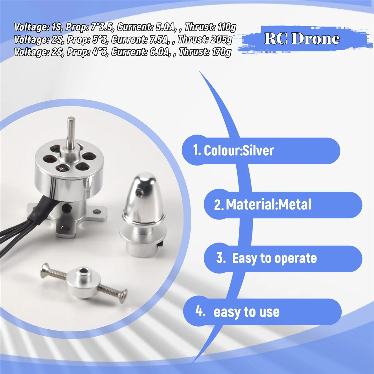 AA84 RC Drone Accessories 10G Brushless Motor Out Runner 1811 3800KV for Radio Control Airplane