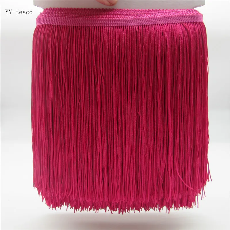 YY-tesco 10Meters 20cm Wide Lace Fringe Trim Tassel Fringe Trimming For Latin Dress Stage Clothes Accessories Lace Ribbon Tassel