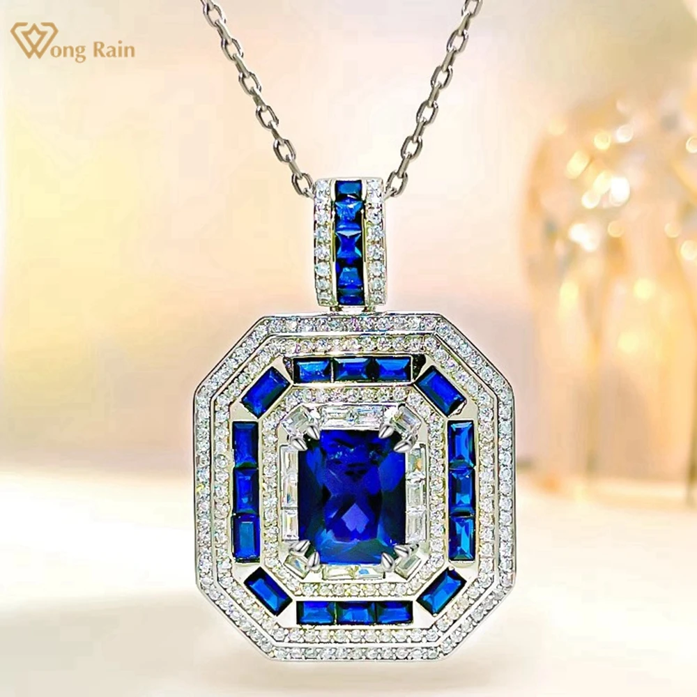 

Wong Rain Vintage 100% 925 Sterling Silver 4CT Sapphire Ruby Gemstone Women Necklace Pendant Jewelry Anniversary Gifts Wholesale