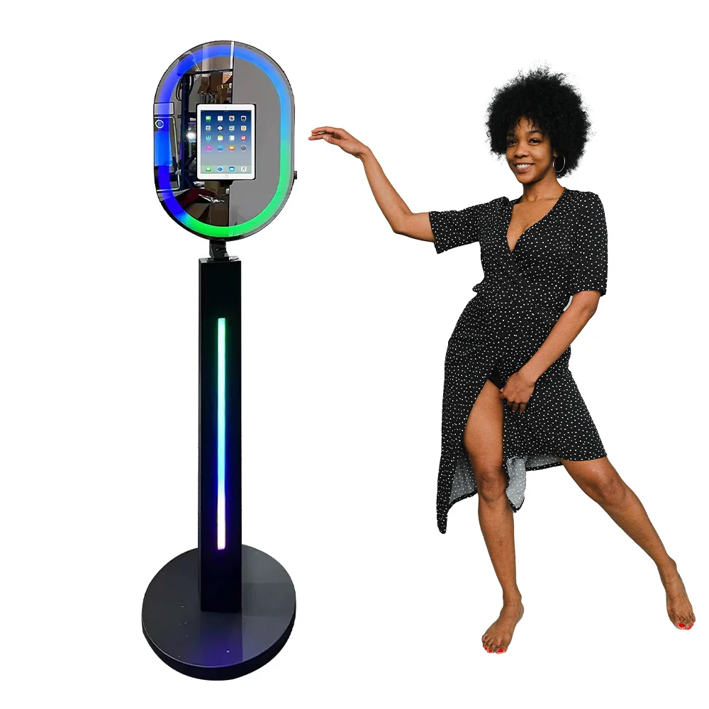 

New Oval Photo Booth Case 12.9 Inch Party Supplier Selfie Photo Booth Holder with Light Emitting Diode fill light