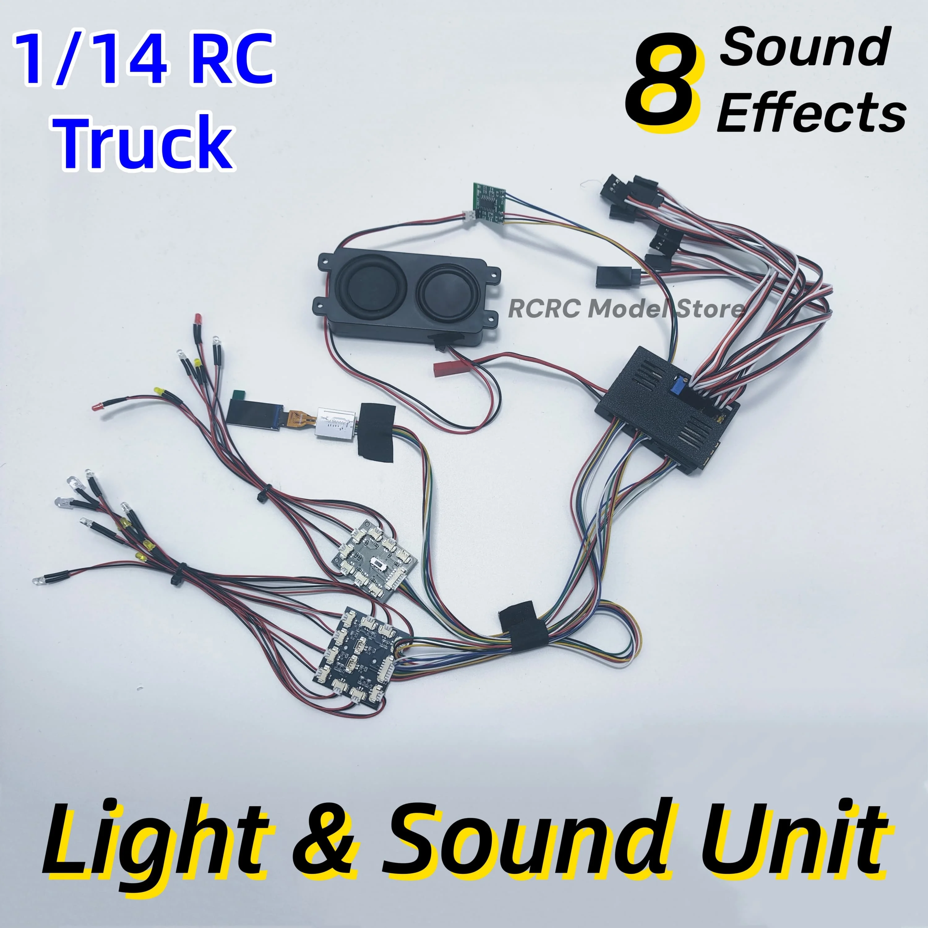 Camión de juguete RC, unidad de luz y sonido para Tamiya Scania Volvo, tubo abierto MAN TGX Benz Actros Unimog, camión Tractor 1/14 RC, piezas de bricolaje