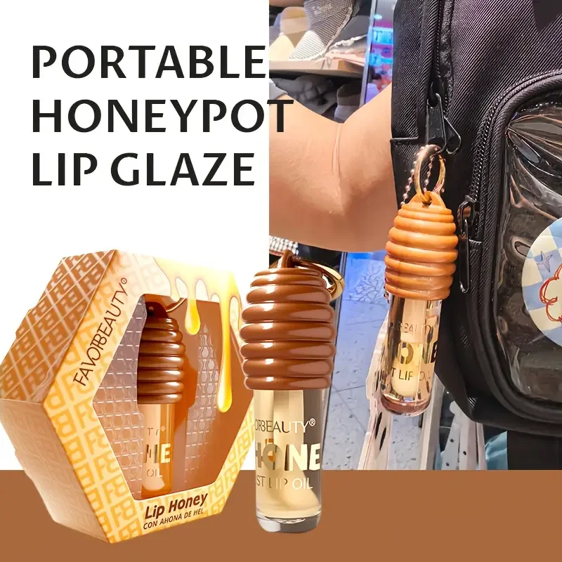 مكياج ملمع شفاه محمول على شكل وعاء عسل، ملمع شفاه مرطب وكريم أساس لتنعيم زيت الشفاه، بلسم أحمر الشفاه، قناع شفاه مرطب