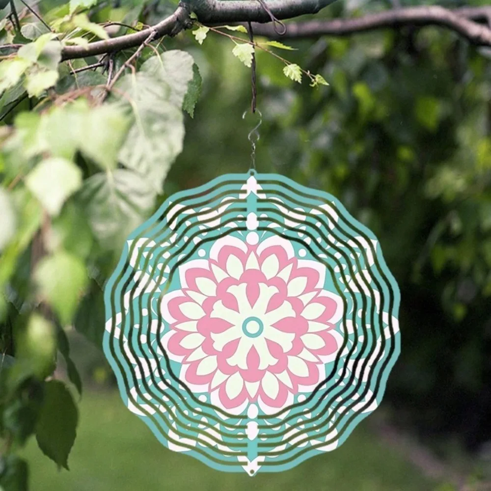Mandala 3D Pink Tourmaline Flower Metal Spinner, Handcrafted Garden Art – Harmonious Wall Art for Patio,Yard & Home, Unique Gift