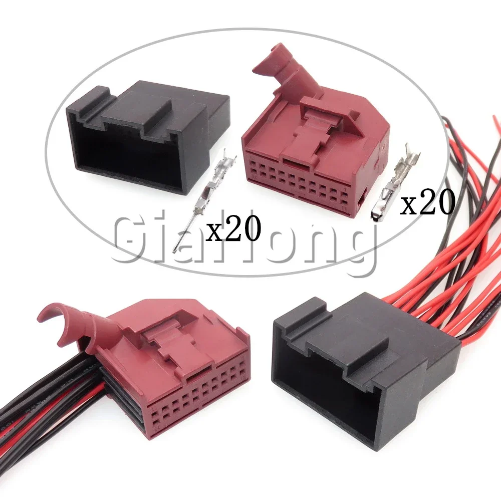 

1 Set 20 Ways 1534095-1 1534102-1 1534110-2 AC Assembly Car Computer Gateway Controller Electric Wire Socket For VW 8E0972420