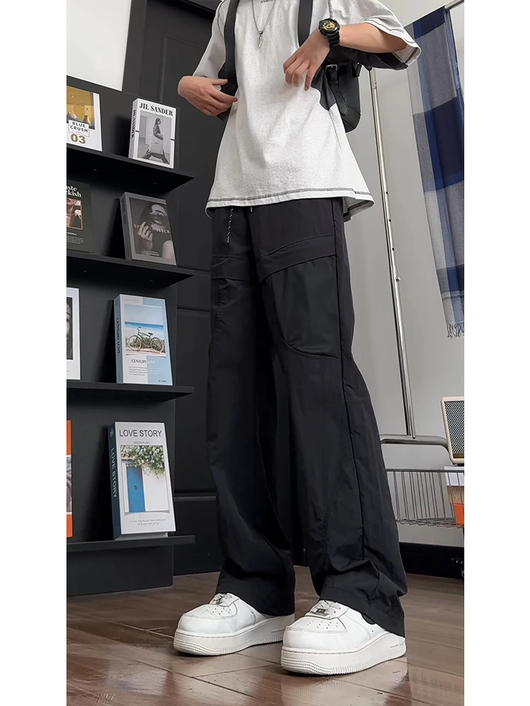 

American Sle Men's Summer Thin Ice Silk Casual Pants Outdoor Waterproof Qui Dry Workwear Trousers Loose Fit Long Pants
