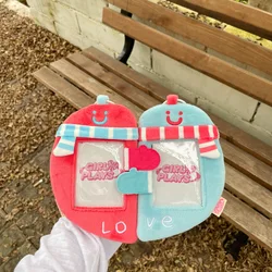 Soporte de felpa suave Kawaii Love Heart para sesión fotográfica Kpop de 3 pulgadas, soporte para tarjeta fotográfica, bolsa colgante, papelería escolar