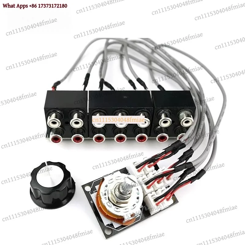 BAHOD 6-Way Dual Channel Audio Signal Switcher Knob Switch Board With Sealed RCA Connector Shielded Wire