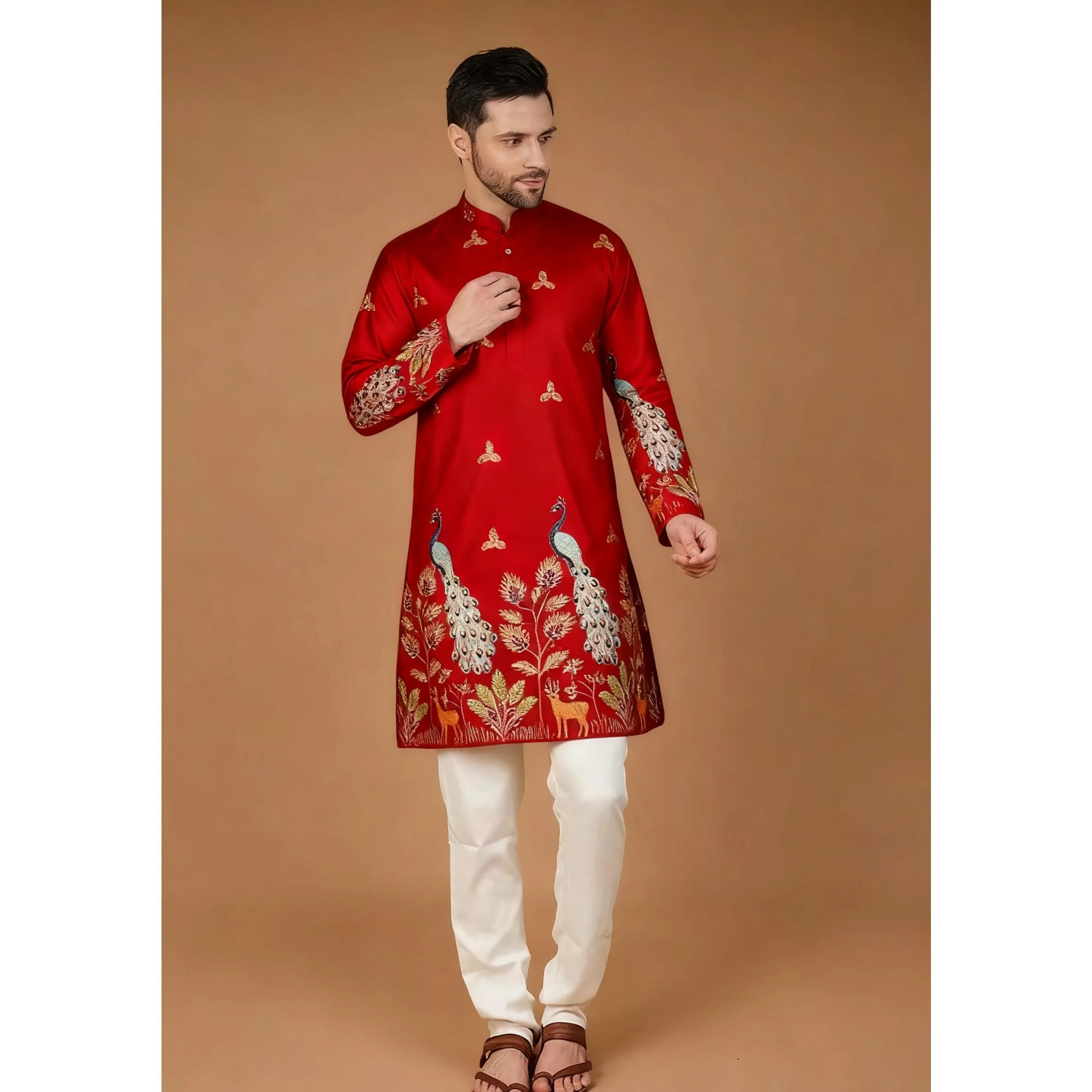 ملابس الطاووس الإسلامية الإسلامية للرجال جوبا ثوب طباعة كيمونو رداء طويل المملكة العربية السعودية ملابس عباية قفطان إسلام الشرق الأوسط #3