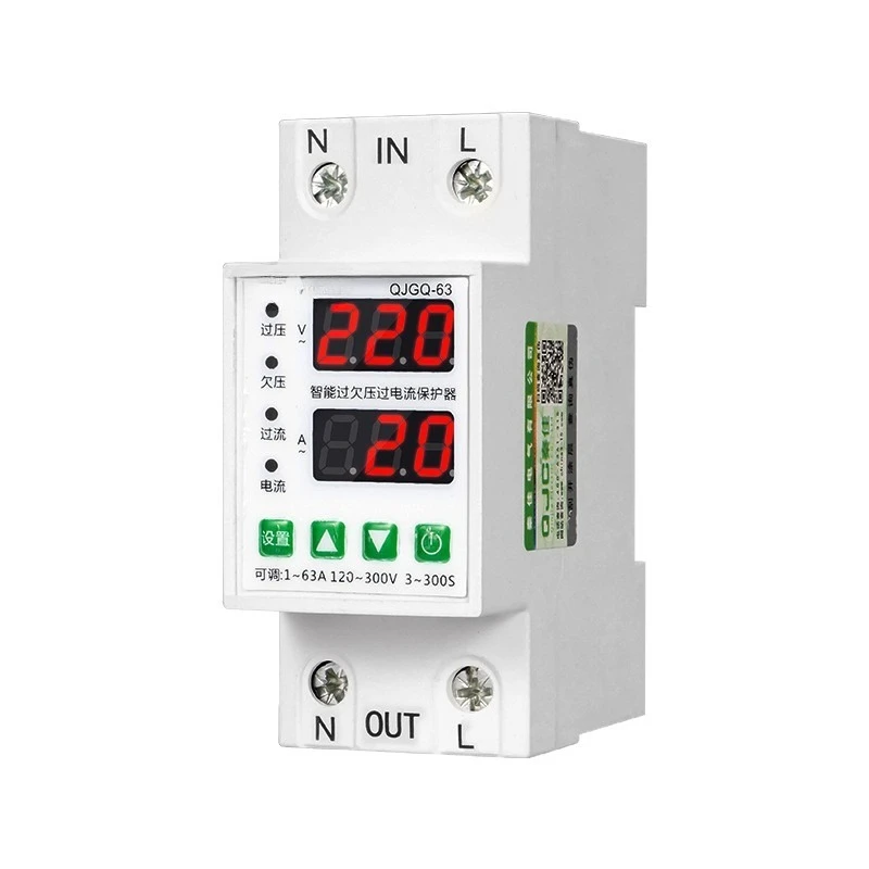 

Adjustable digital display, over and under voltage, over current, over load, circuit breaker 220v short circuit protector