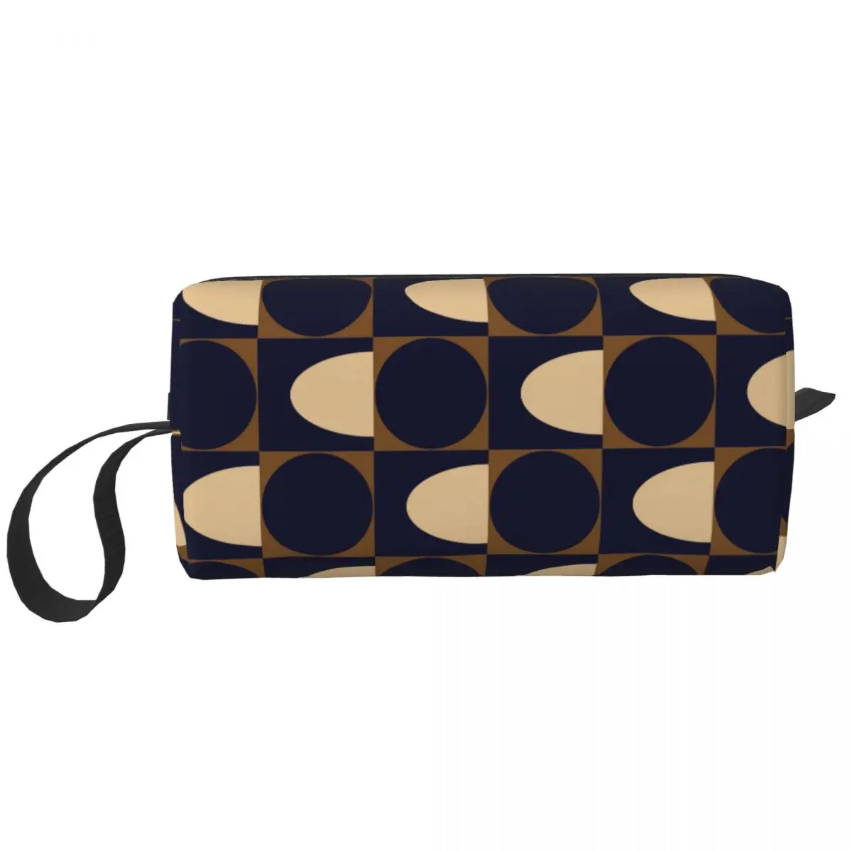 

Custom Travel Print Spot Square Mocha Toiletry Bag Portable Makeup Cosmetic Organizer Women Beauty Storage Dopp Kit Box