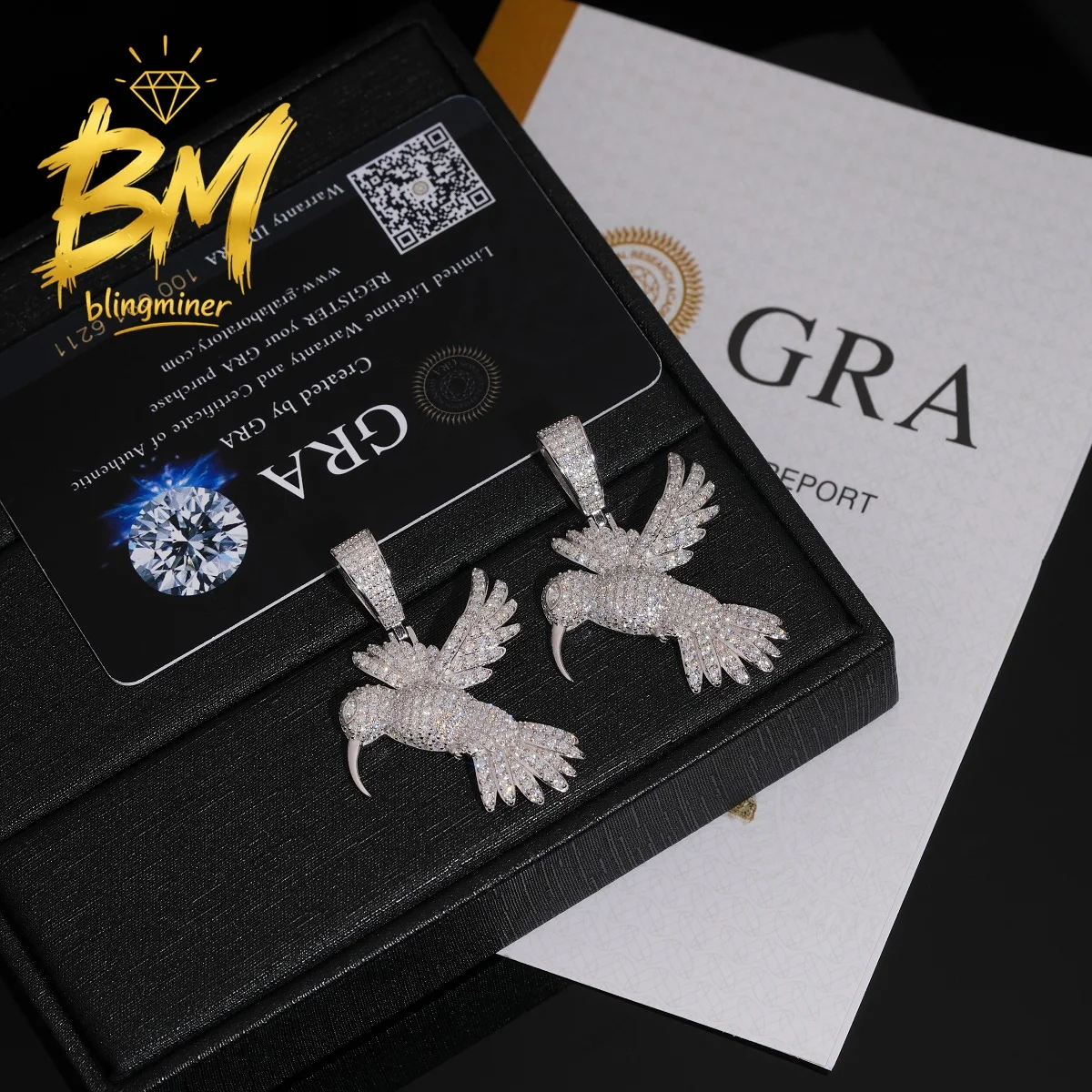 Blingminer Hip Hop Animal VVS Moissanite Pendant For Men Women S925 Silver Pendants Jewelry Pass Diamonds Tester Free Shipping