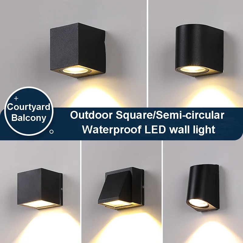 

Outdoor Square/Semi-Circular Waterproof LED Wall Light Courtyard Balcony Hotel Garden Light Home Decor Yard Corridor Light
