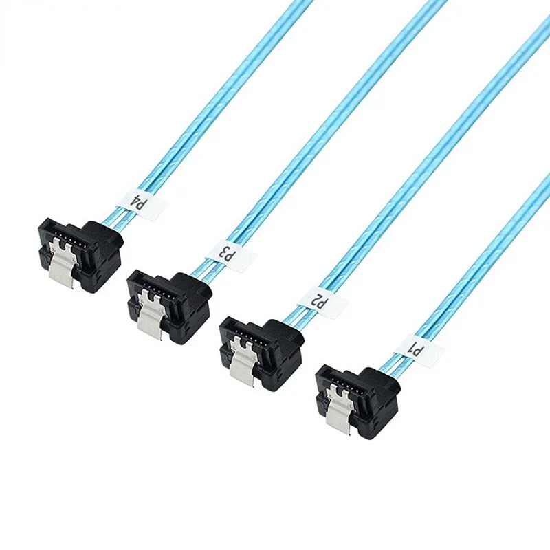 1m Sata To Sata Cable 4Ports/Set Date Cable 7 Pin Sata Sas Cable 6Gbps Sata To Sata HDD Cable Cord For Server Mining blue